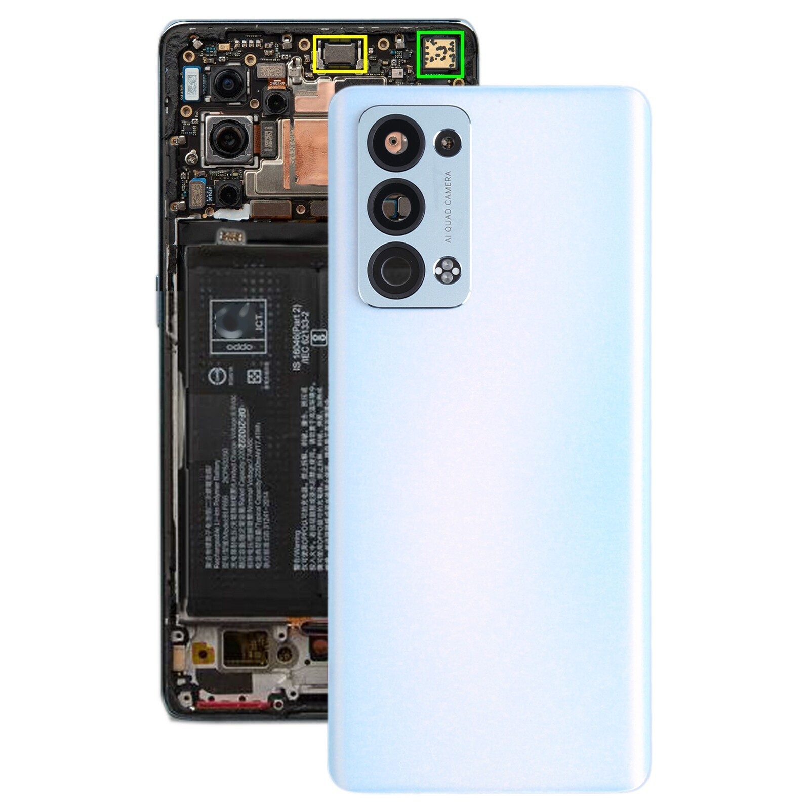 Original back cover for oppo reno6 pro+ 5g / reno6 pro 5g snapdragon cph2247, penm00