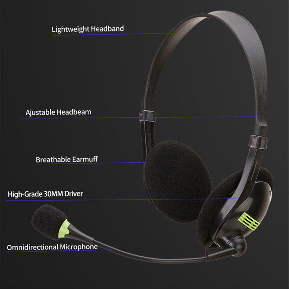 [In Stock]Original USB/3.5mm Headset with Microphone Noise Cancelling Computer PC Headset Lightweight Wired Headphones for PC /Laptop/Mac/ School/Kids Earphones with Mic Over-Ear Headphones with Noise Canceling Mic & Memory Foam Ear Pads