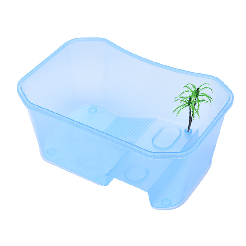 Reptile Vivarium Box for Turtle Tortoise Feeding Box with Basking Platform Tank