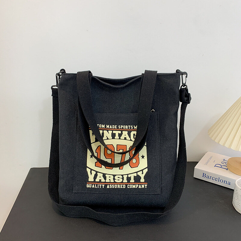 Johnn Men's and women's Shoulder Bag Retro Crossbody Bag Tote Bag Canvas Bag Tote