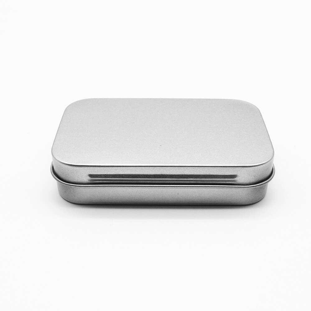 Loozykit 1pc Survival Kit Tin Small Empty Metal Tin Silver Black Flip Storage Box Case Organizer For Money Coin Candy Key Home Storage