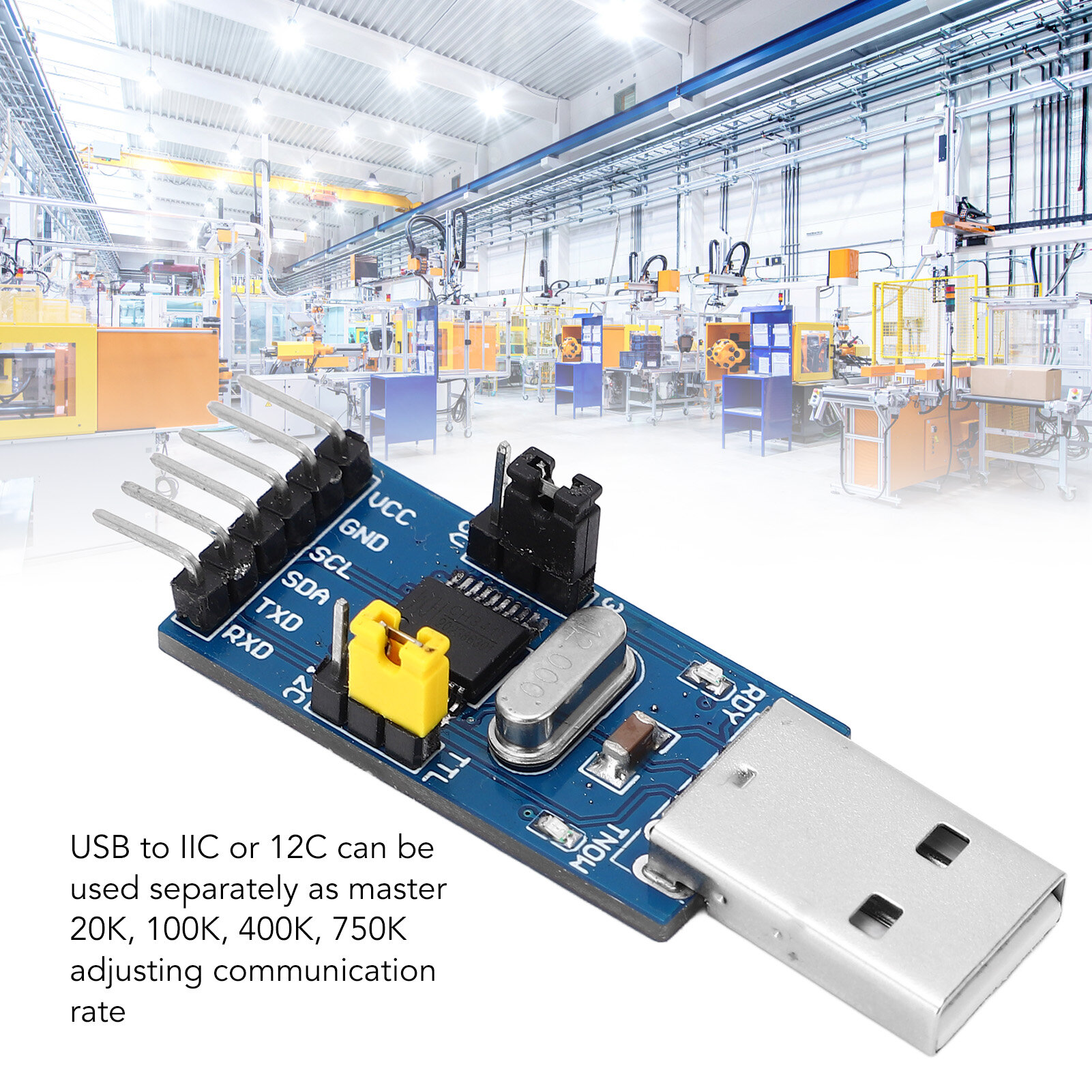 USB To I2C Converter Module, USB To UART Converter Adapter Module Portable Jumper Wire for Laboratories