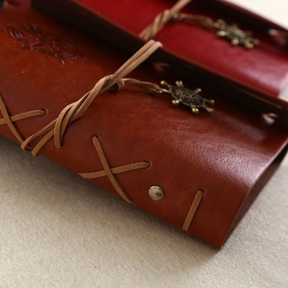 MMLUCK Personalized Gift Best Selling Replaceable Blank Paper Classic Retro Style Vintage Notebook Rope Tying Notebook Leather Diary Book Notepad Sketchbook