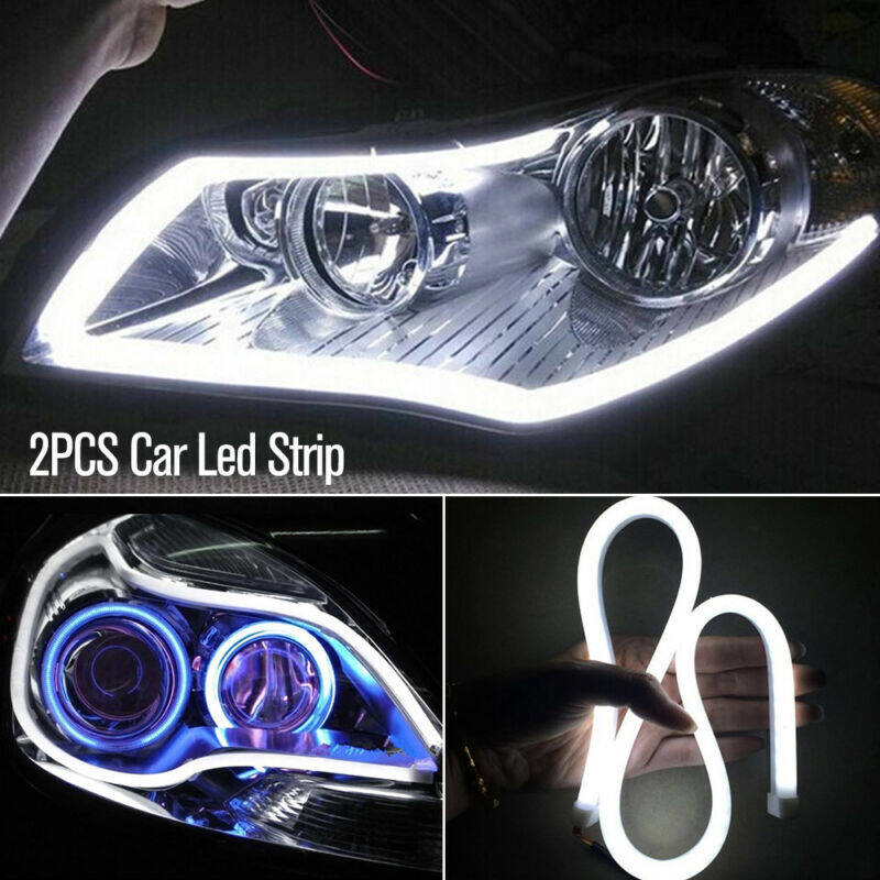 2X White 60cm Car Flexible Tube LED Strip Daytime Runnning DRL Light Headlight