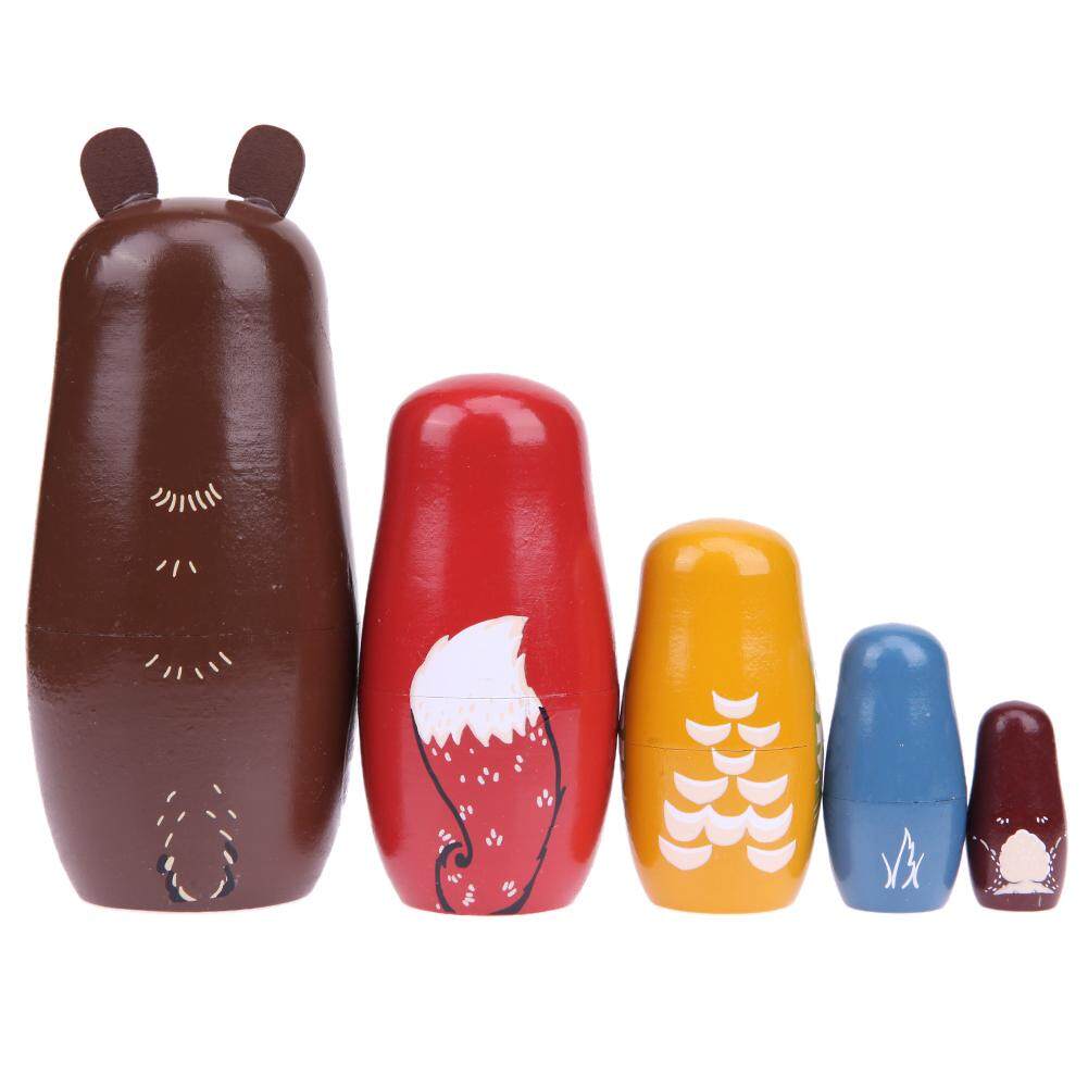5pcs Bear Ears Russian Matryoshka Doll Wooden Nesting Dolls Baby Toys