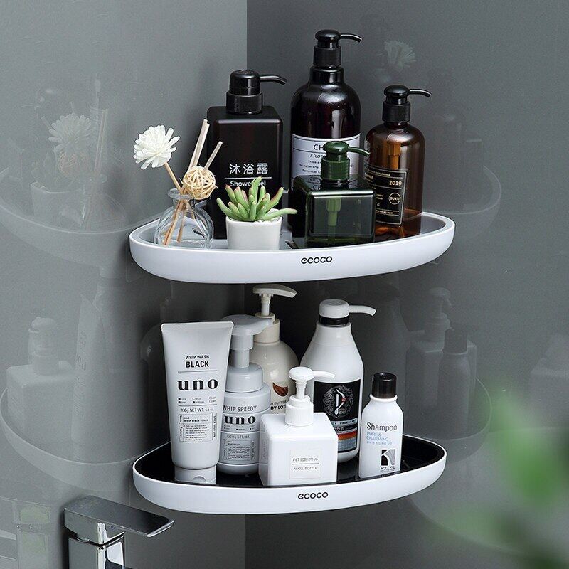 ECOCO Bathroom Shelf Corner Bathroom Organizer Shelf Shampoo Cosmetic Storage Rack Wall Mounted Kitchen Household Items Bathroom Accessories