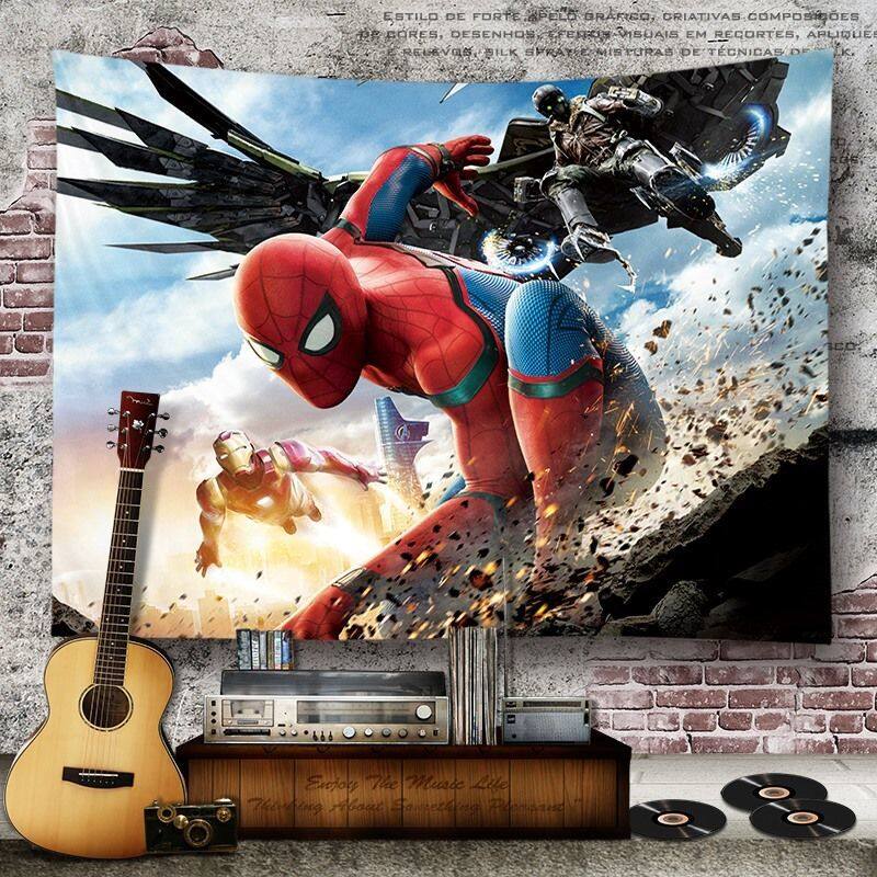 Wehome Superhero Tapestry Wall Hanging Polyester Tapiserya Marvel Background Cloth Hanging Cloth Decoration Wall Decor(95*73cm)
