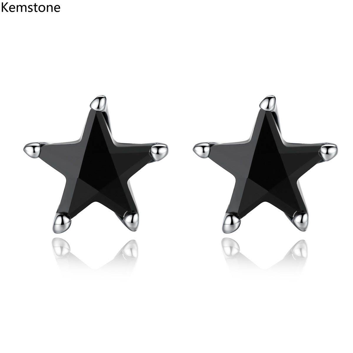 Kemstone Fashion Black Copper Lucky Star Cubic Zircon Luxury Stud Earrings for Women Jewelry Gifts