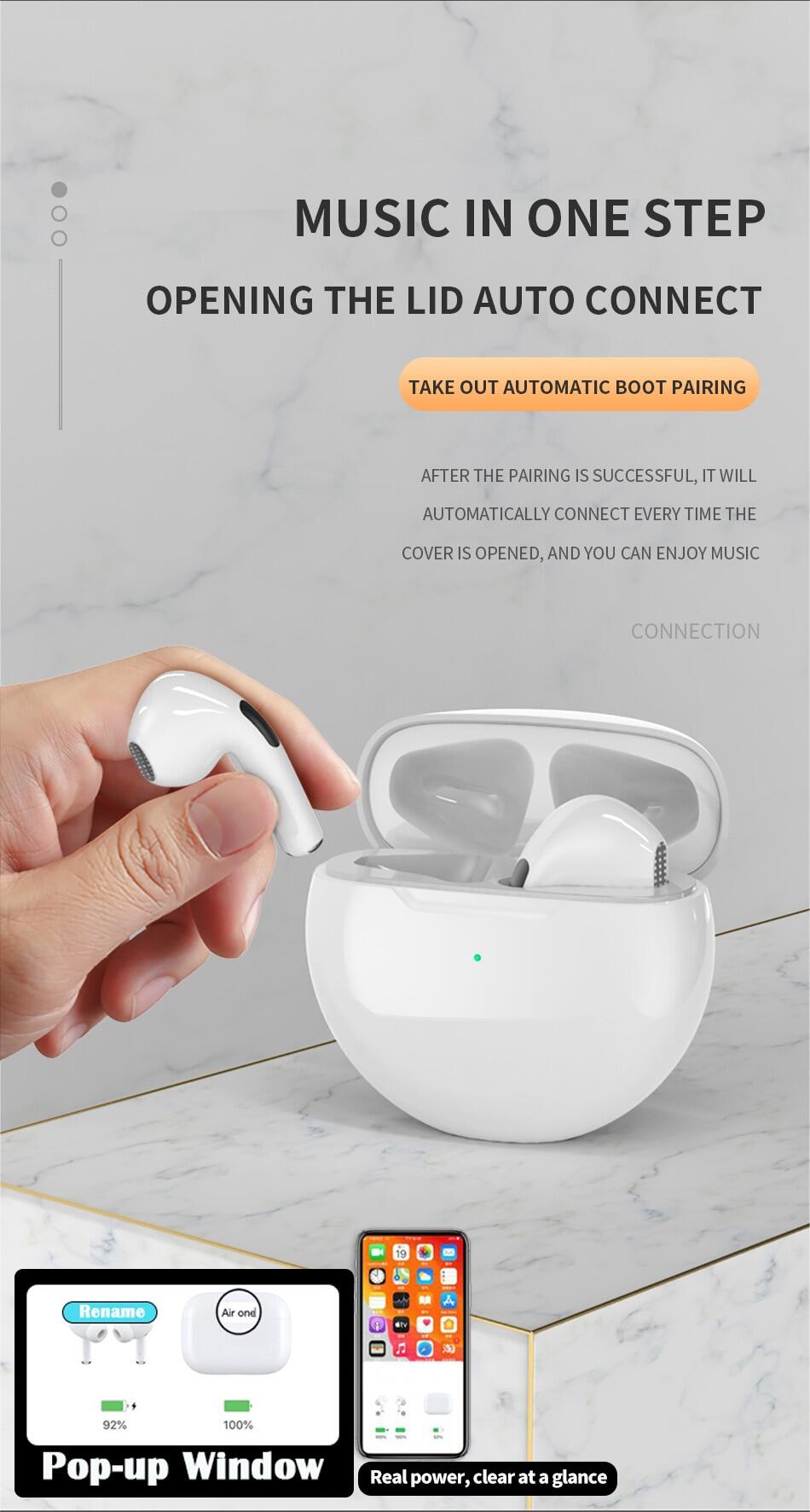 New PRO6 Wireless Bluetooth Headset Stereo Binaural TWS in-Ear Macaron J6 6 Th Generation Bluetooth Headset