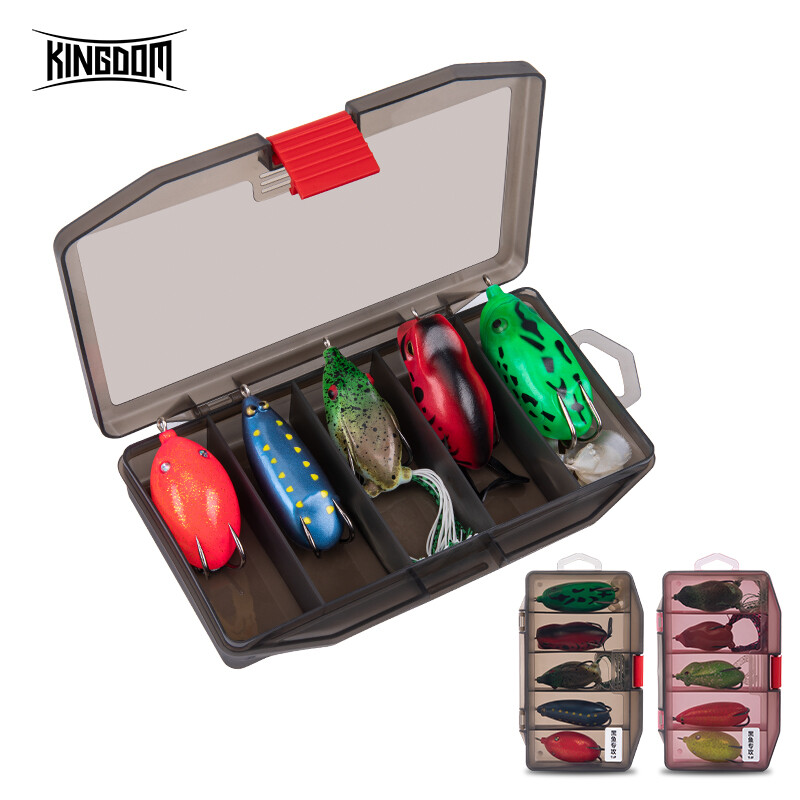 Kingdom Lures Baits Topwater Bass Fishing Frog Bait Frog Lure thunder frog Floating Top water Frog lure Soft Baits 5pcs with box