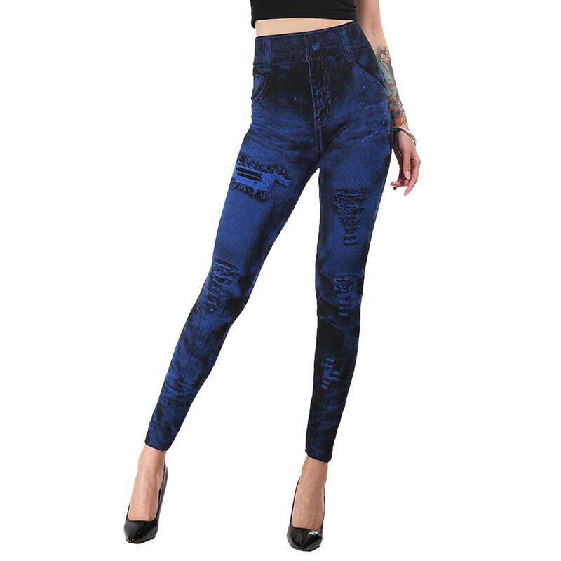 Adisputent Quần Legging Giả Jean Cạp Cao Quần Bút Chì Ôm Sát Ngoại Cỡ 3XL Không Đường May Co Giãn Dáng Ôm Quần Legging Chạy Bộ Tập Luyện Cho Nữ