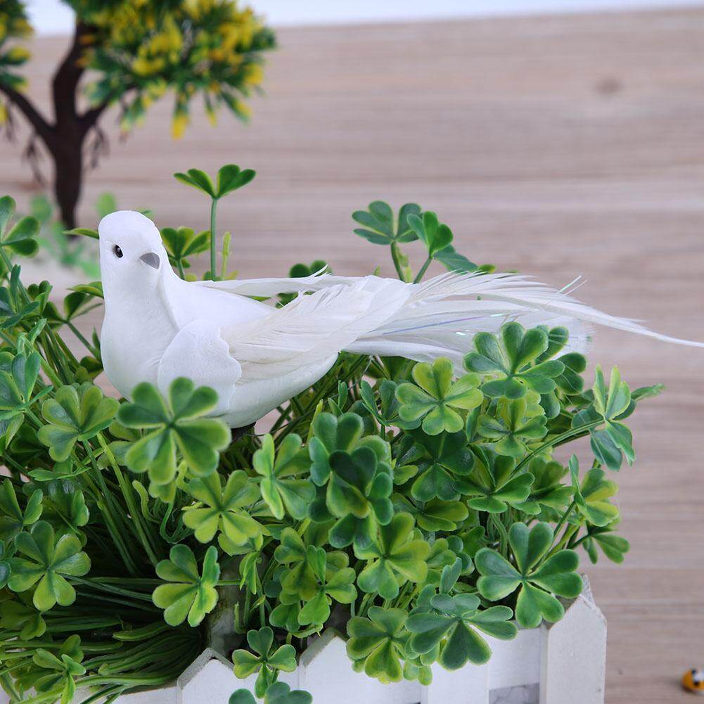 2pcs White Feather Artificial Foam Doves Lover Peace Doves Bird Home Decor