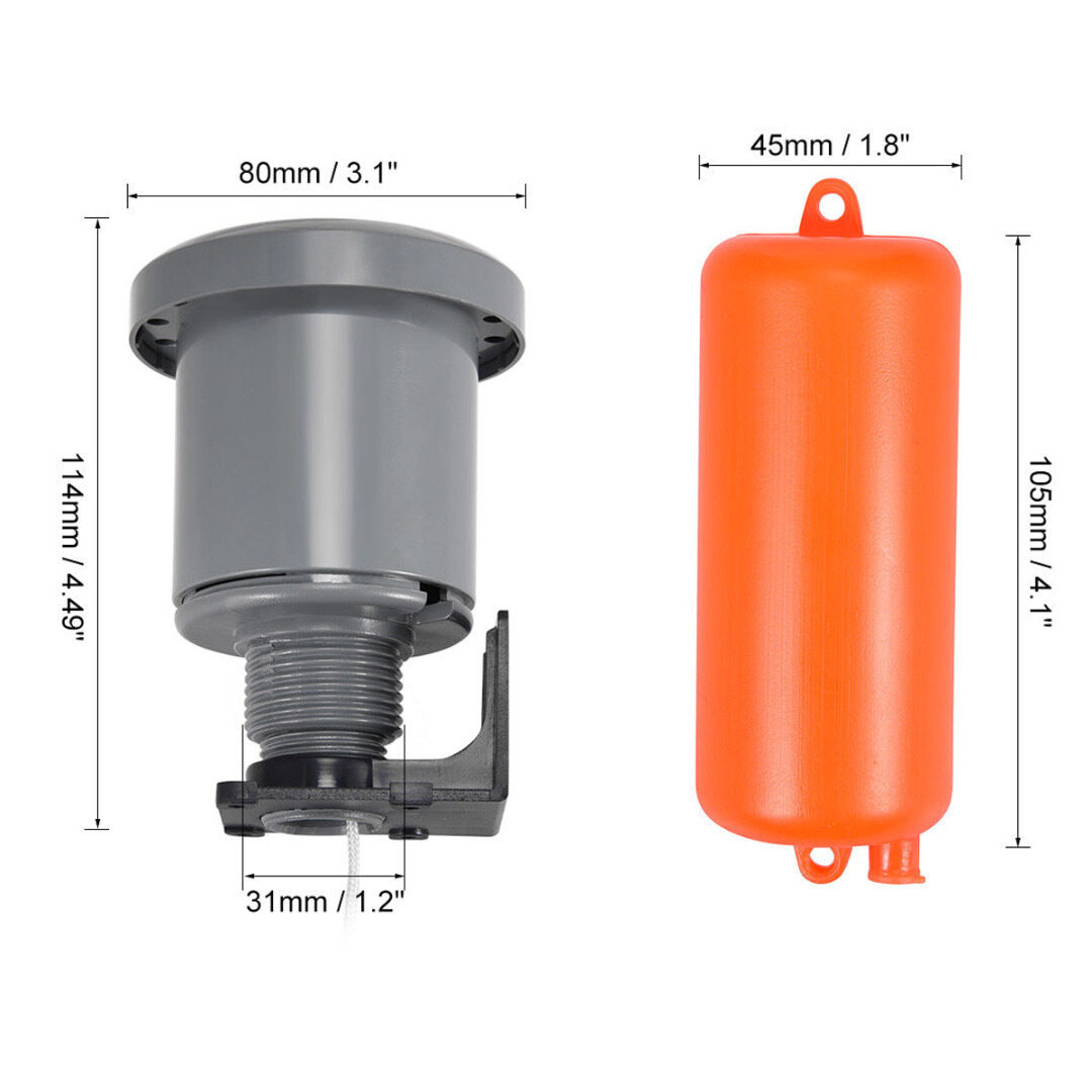 Sump Pumping Liquid Level Controller Vertical Float Switch ，AC 110-240V 15A Wire AC Fluid Water Level Control Float Switch NO NC