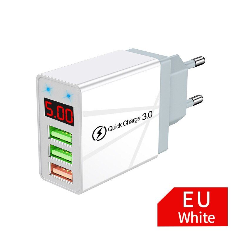 Elough quick charger 3.0 usb charger for iphone 12 13 xiaomi poco x3 led digital display fast charging 5 usb wall phone charger