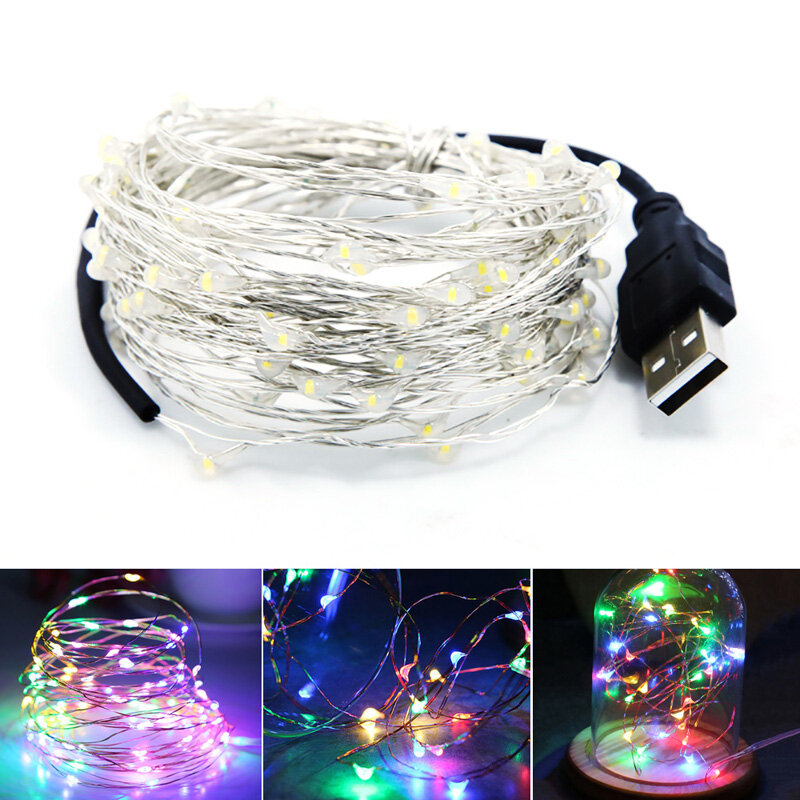 5M/10M LED USB Multi-mode String Light Copper Wire String Fairy Light Strings Lights LED Party Wedding Decoration Garland Festival Warm White 50LED 100LED Fairy Light