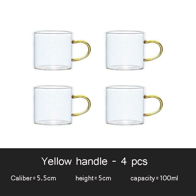 Glass Teacup Transparent Kung Fu Tea Cup Master Cups Thick Heat-Resistant Tea Set With Handle Green Coffee Wine Glasses Drinking