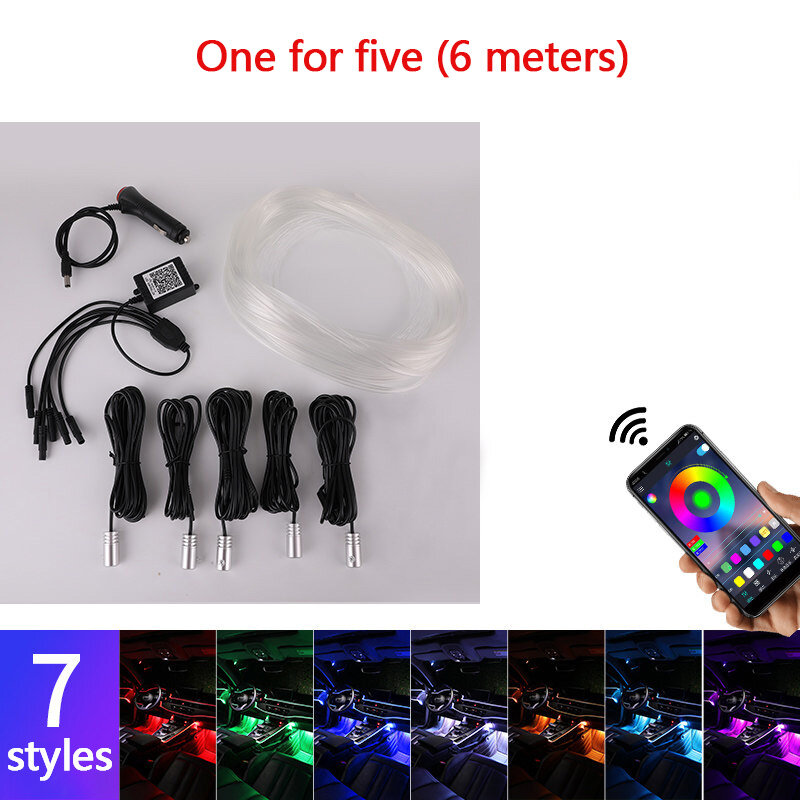 Car EL Neon Strip Sound Control Light RGB LED Decorative Ambient Light Atmosphere Lamps