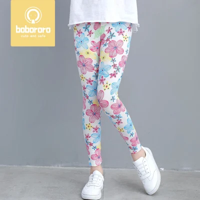 BoBoRoRo Children's Cotton long pants, Girls leggings, Autumn-Winter Rainbow Floral printed kids clothing, Trousers for girls Hot Sales