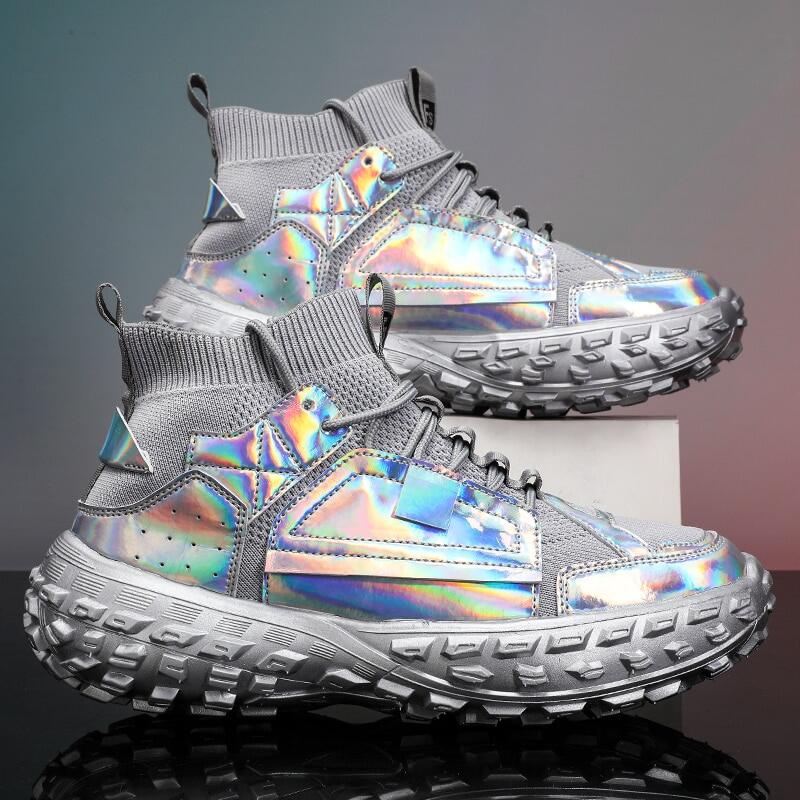 New Cool Golf Shoes Men Glitter Silver Sneakers Designer Golf Sports Shoes