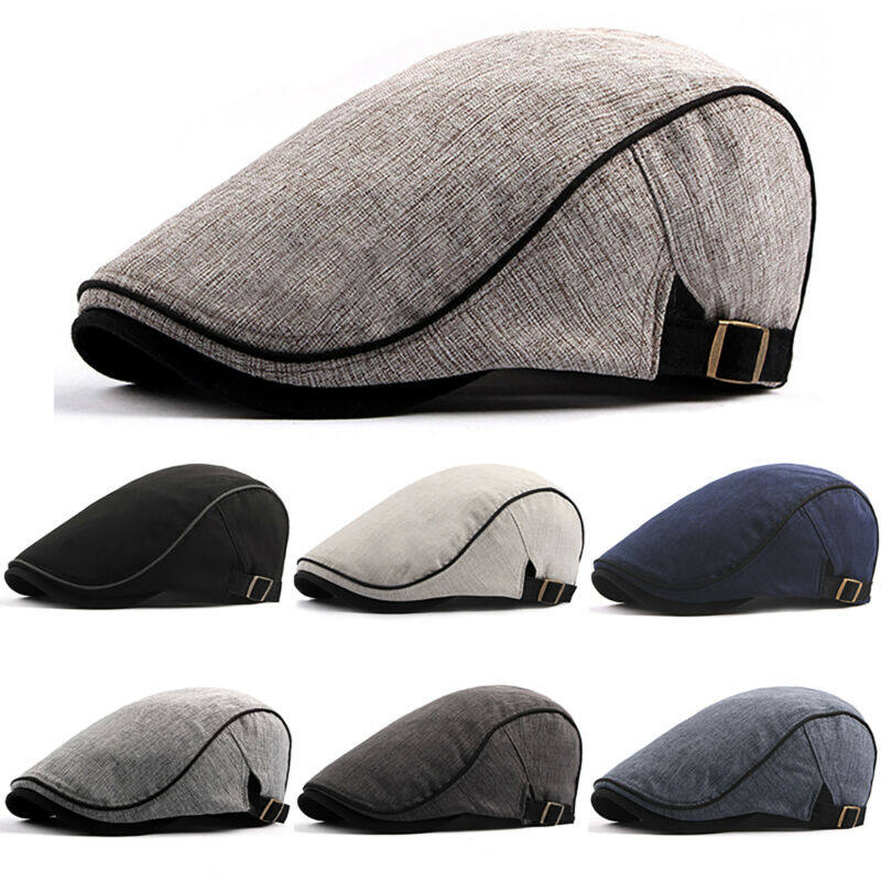 Ghobfpe Mens Womens Gatsby Buckle Beret Flat Caps Plain Newsboy Country Golf Sun Hats