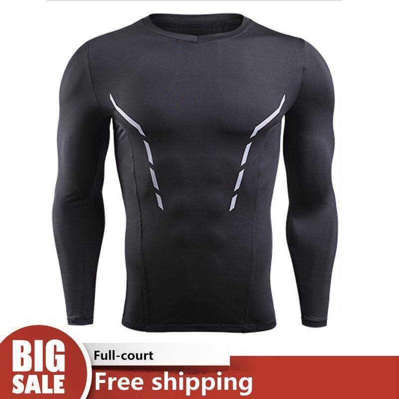 Mens Compression Tight Long Sleeve T-Shirt Quick Dry Fitness Cycling training