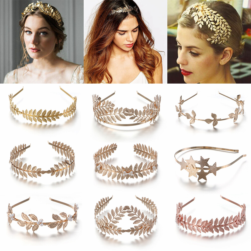 Leaf Style Wedding Crown Bridal Tiara Vintage Bride Hair Hoop Golden Wedding Hair Accessories Women Hair Jewelry Hairband
