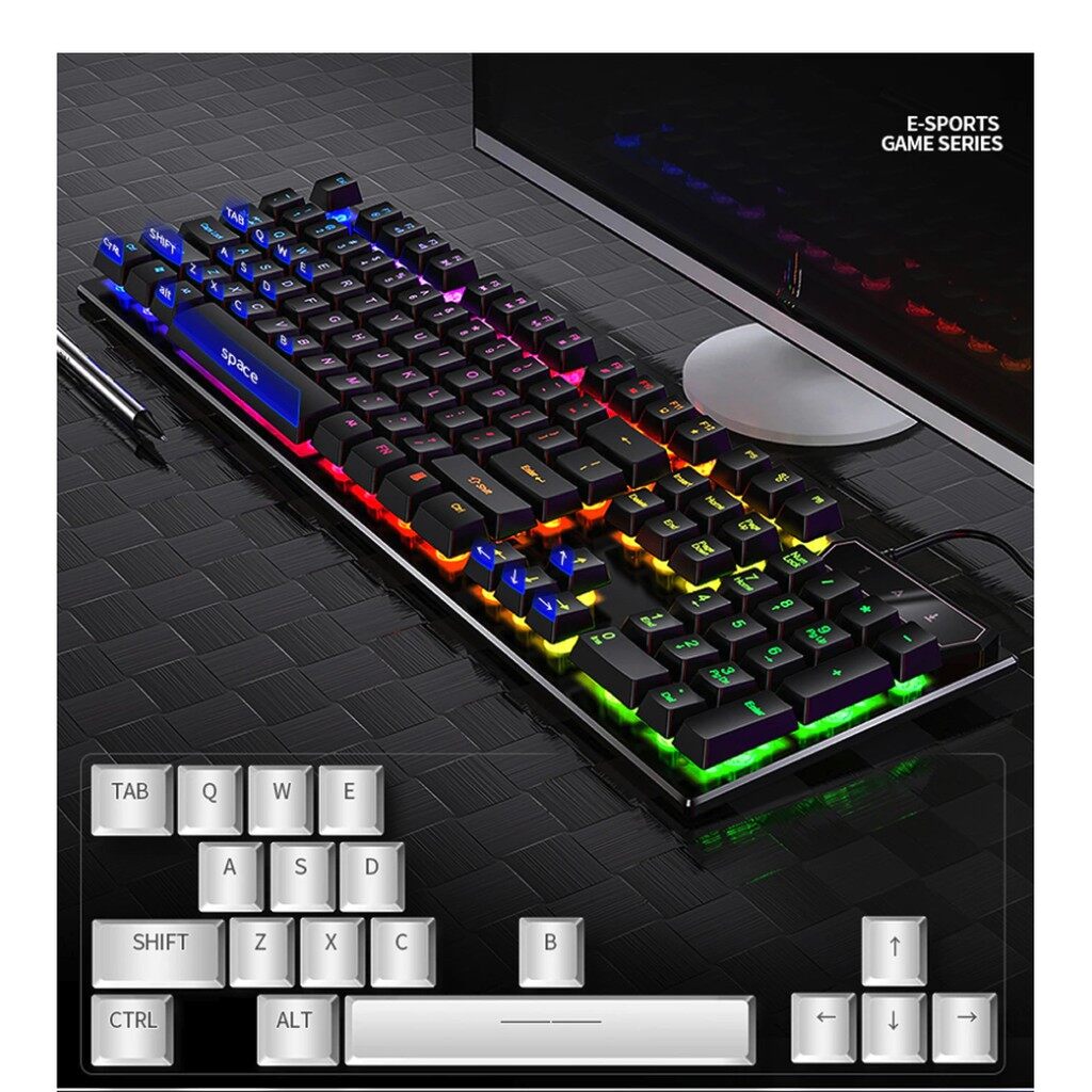 Mechanical Keyboard RGB 104 Keys Gaming Mechanical Touch LED Backlit USB Keyboard Builtin Steel