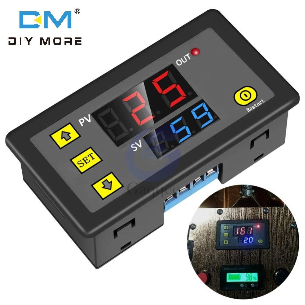 Original diymore T3230 AC110V 220V DC12V/24v Digital Time Delay Relay LED Display Cycle Timer Switchable Adjustable Switch Time Relay Time Delay Switch