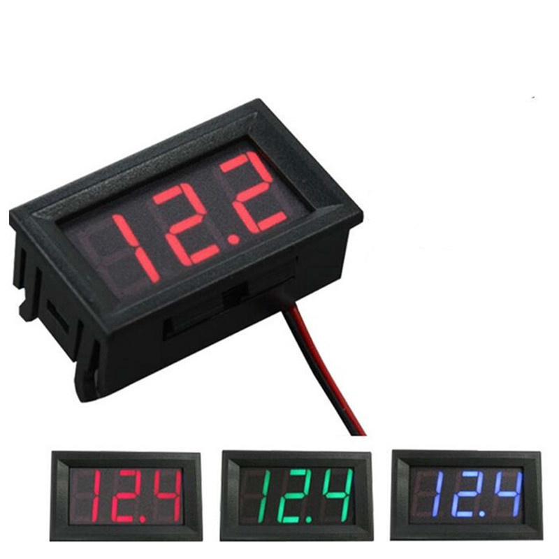 Máy đo vôn kế kỹ thuật số dc 5v-120v 2 dây 0,56 inch led mini voltage meter bảng red green blue hiển thị