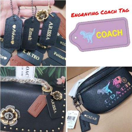 PRE-ORDER] COACH name tag engraving tag leather tag | Lazada