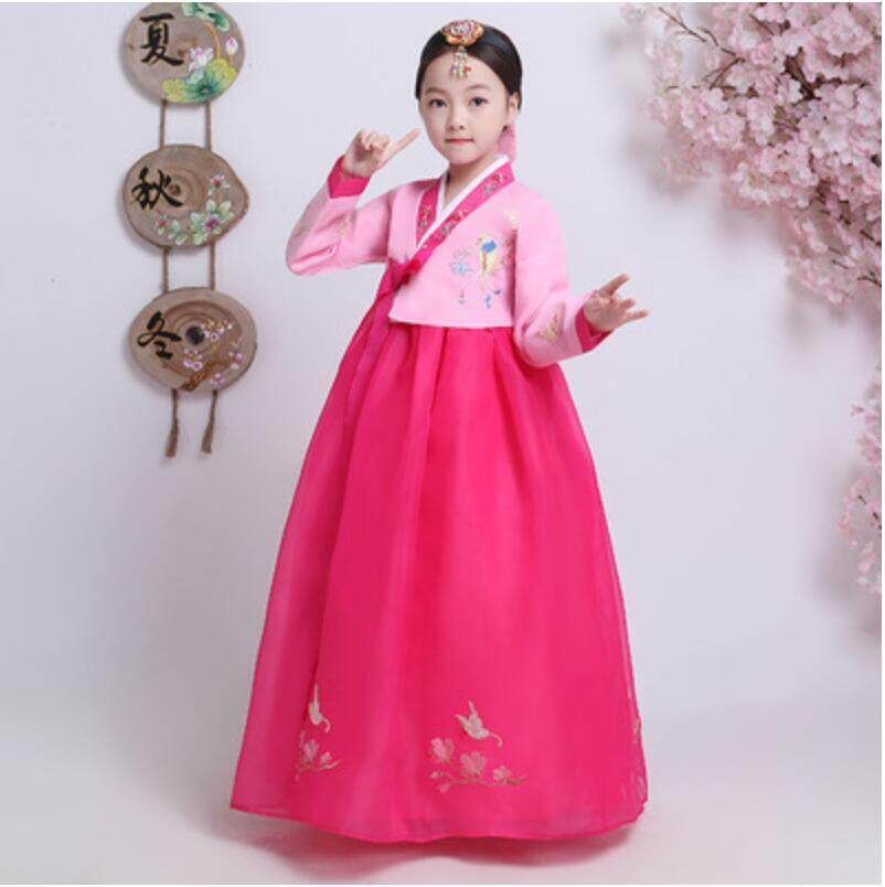 Children embroidered Hanfu Girls Korean Clothes Traditional Dance Costumes Kids Show Performances Dress Cosplay