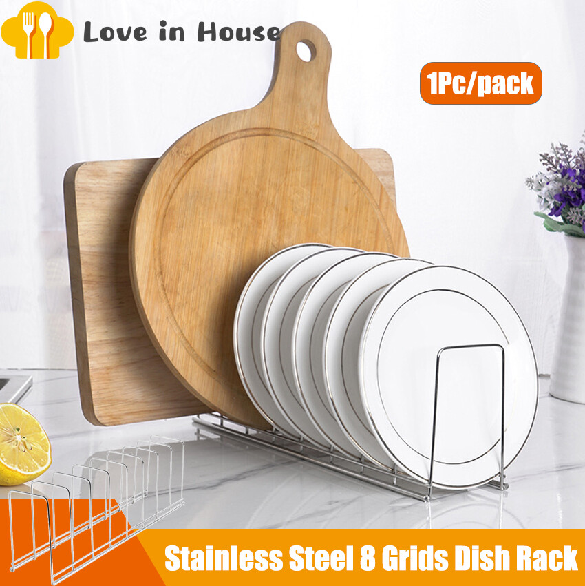 Pot Lid Holder Pan Lid Organizer Rack Cupboard Organizer Rack, Kitchen Organizer Rack for Pot Lids, Plates, Cutting Boards, Bakeware, Cooling Rack, Serving Trays, Stainless Steel, Pack of 1