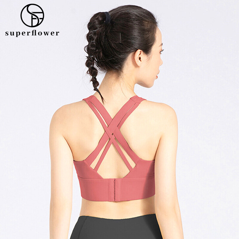 SUPERFLOWER Women's Sports Shockproof Yoga Bra Gym Fiess Running Beauty Back Vest With Pads_voghion.com