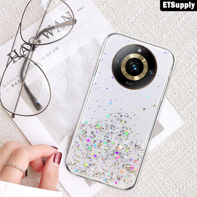 เคสโทรศัพท์ Realme 11 Pro Plus เคสขาตั้งใสแวววาวเคสมีแหวนกากเพชรนิ่ม ...