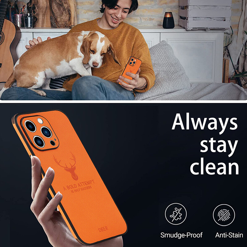 KISSCASE Deer Head Texture 2-In-1 Leather Case Full Coverage Shockproof Anti-Slip Phone Case For Iphone15 14Pro Max 14 Plus 13 11 12 Pro Max Mini Xr X Xs Shockproof Back Cover Case