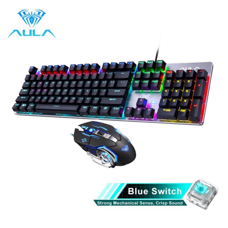 YFD AULA Mechanical Gaming keyboard and Gaming Mouse Combo-Black/Blue Switch(F2068+S20) Singapore