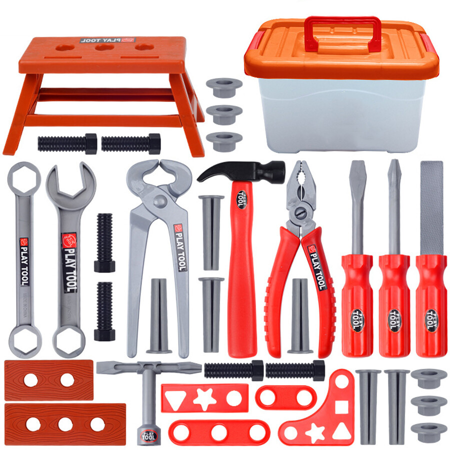 39pcs trẻ em Bộ hộp dụng cụ bé dụng cụ sửa chữa mô phỏng tua vít khoan điện sửa chữa đồ chơi nhà chơi
