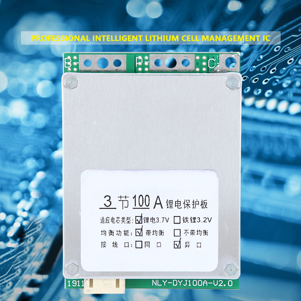 3S 12V 100A Lithium Battery Protection Board BMS PCB Board with Balance Charging