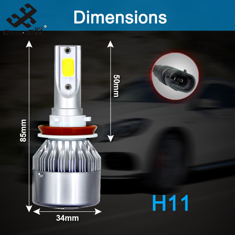 Circle Cool 1PC Universal High Power Auto Bulbs C6 Car LED Headlights - 6000K - White Light