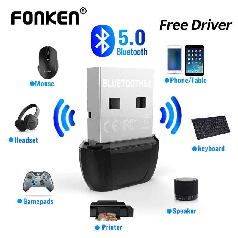FONKEN New Driver-free Bluetooth Transmitter Receiver Adapter WIFI Two-in-One Adapter 5.0 keyboard Headset Desktop Computer USB Wireless Bluetooth Adapter, Supports Simultaneous Connection Of Multiple Devices, Compatible