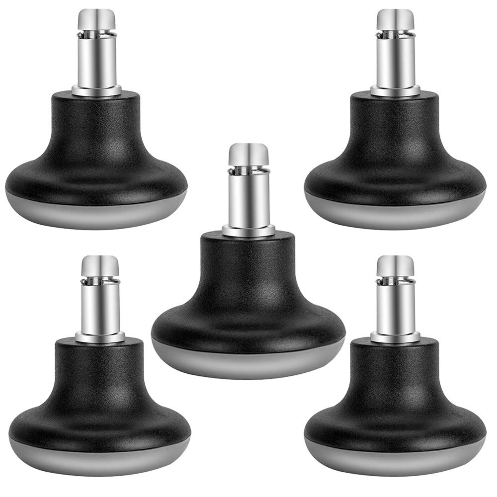 Set of 5 Office Chair Swivel Caster Wheels To Fixed Stationary Castors, Bell Glides Replacement Chair Casters Short Profile