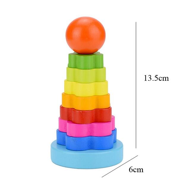 Montessori Rainbow Nesting Stacking Toys Wooden Building Blocks Balance Game Art Geometric Creative Educational Toys Kids Gifts