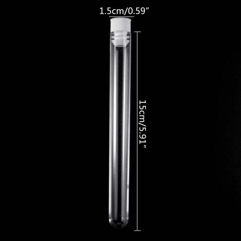 10 Chiếc Ống Nghiệm Bằng Nhựa Phòng Thí Nghiệm Công Cụ Kiểm Tra Với Vít Cap Trong Suốt 15*150Mm