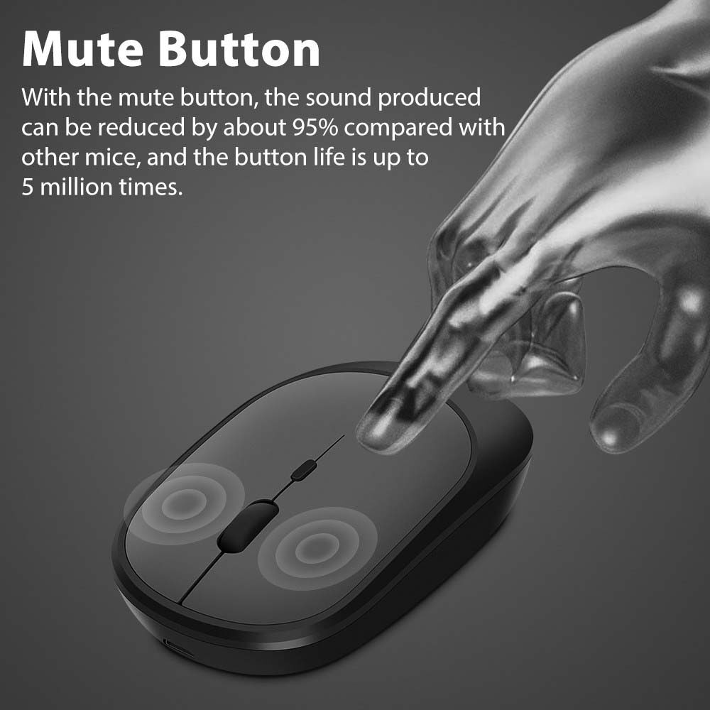 BOKEWU Chuột Không Dây Chuột Im Lặng Bluetooth Chuột Máy Tính USB Chuột Quang 2400 DPI Chuột Công Thái Học Cho Máy Tính Xách Tay Máy Vi Tính
