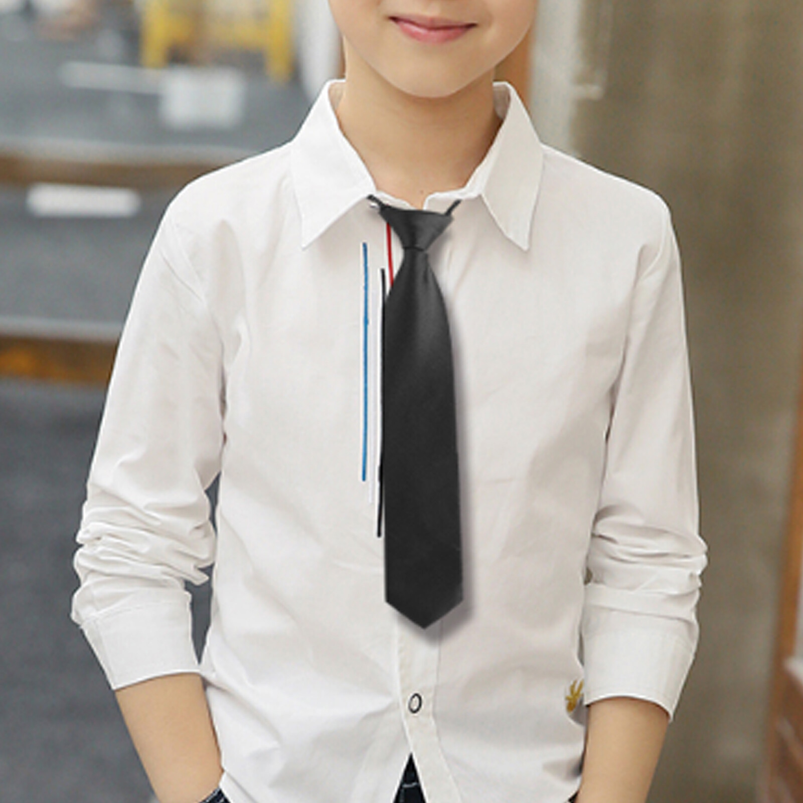 Necktie Breathable Elastic Solid Color Boy Stain Necktie for Wedding