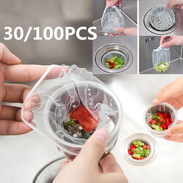 Dream Hunter 30/100pcs Sink Filter Mesh Kitchen Sewer Disposable Sink Basket Garbage Trash Bag From Clogging Bathroom Strainer Rubbish Bag
