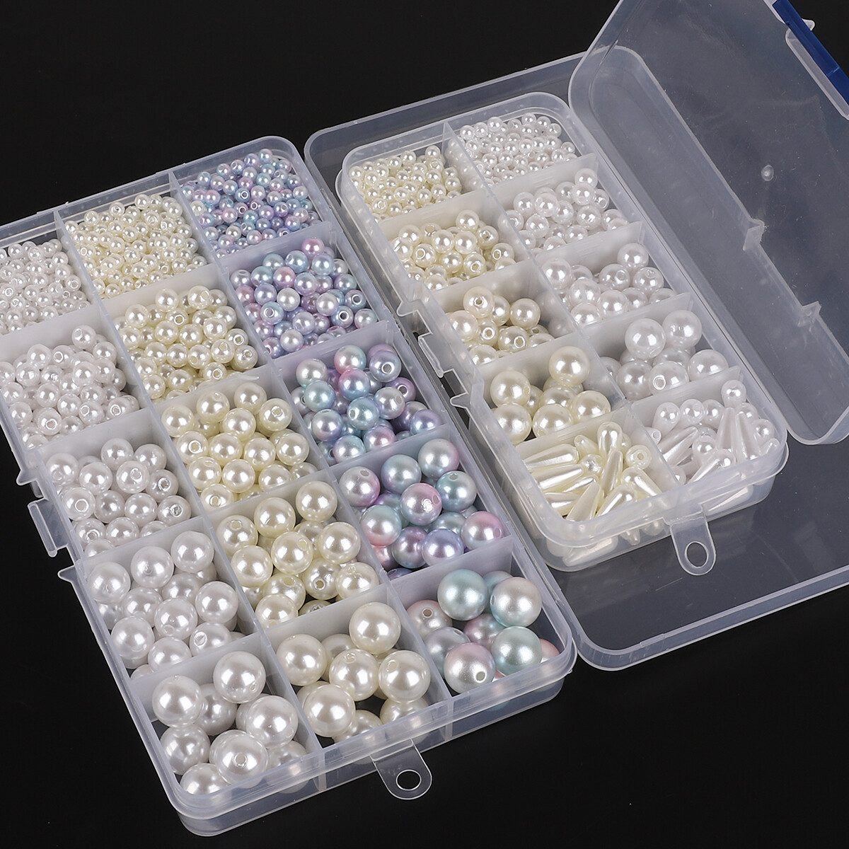 600/1300 Cái/hộp Hỗn Hợp Kích Thước Nhựa ABS Giả Peral Hạt Hộp Ánh Sáng Hạt Tròn Rộng Màu, Cho DIY Đồ Trang Sức Làm Cho Việc Tìm Kiếm