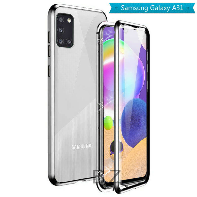For Samsung Galaxy A31 Magnetic Case 360 Front+Back double-sided 9H Tempered Glass Case For Samsung Galaxy A31 Metal Bumper Case