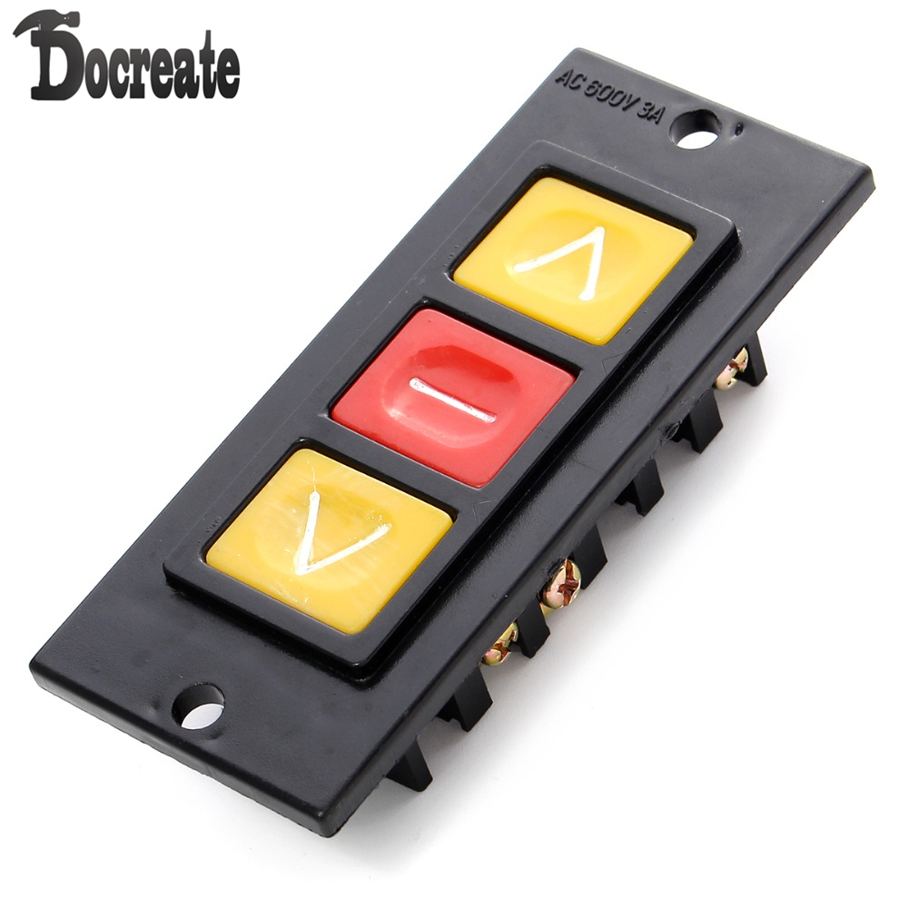 AC 600V 3A 3-Button Roll-Up Door Switch – Up/Down/Stop Control – Black Plastic Pushbutton For Garage Shutters & Rolling Doors