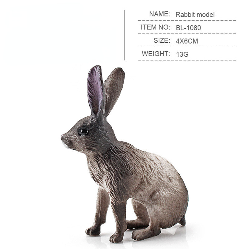 Simulation Forest Wild Rabbit Model Ornament Solid Static Rabbit Hare Shape Toy PVC Miniature Collection Toys Educational Kids Toy Toys for Boys Toys for Girls